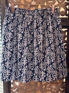 Anthropologie Birdcage Label Navy & Cream Pull On Lined Skirt.